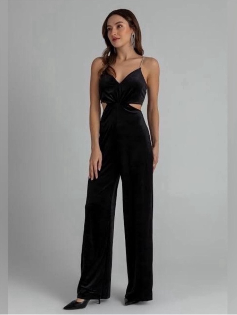 NWTZARA Black Velvet Jumpsuit - Size XS